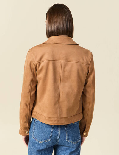 Blouson manches longues col classique marron femme