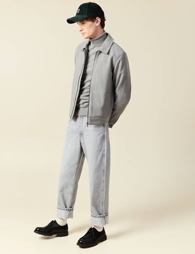 Veste oversize courte col classique gris moyen homme