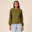 T-shirt manches longues vert kaki femme