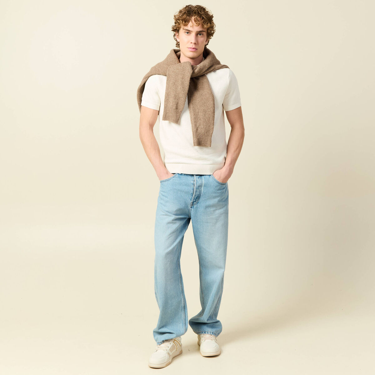 T-shirt en coton ecru homme