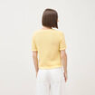 Pull droit col rond manches courtes jaune clair femme