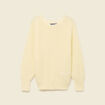 Pull manches longues col rond jaune femme