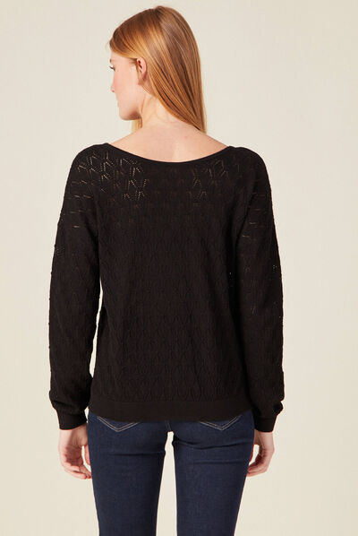 Pull fin à manches longues noir femme