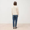 Pull oversize col rond manches longues creme femme
