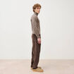 Pantalon droit en velours longueur 32 marron fonc&eacute; homme