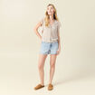 Blouse manches courtes nouée blanc femme