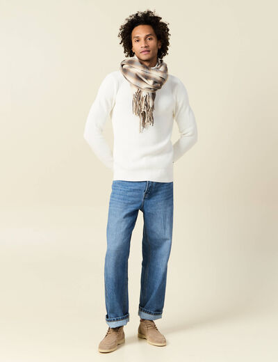 Pull manches longues ecru homme