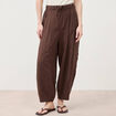 Pantalon loose taille standard marron fonc&eacute; femme
