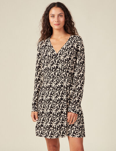Robe droite manches longues noir femme