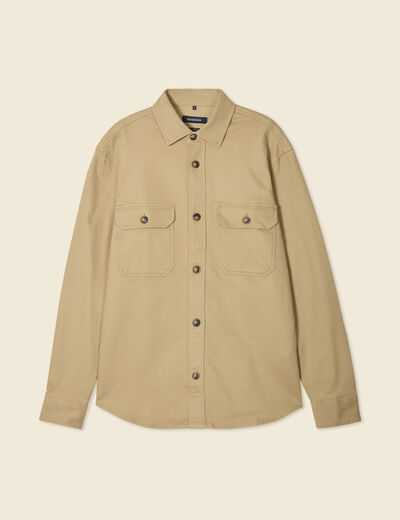 Surchemise manches longues taupe homme