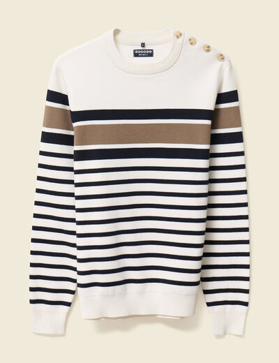 Pull manches longues ecru homme