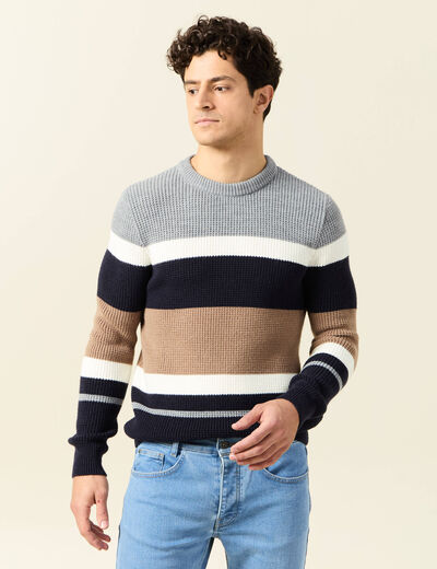 Pull manches longues bleu marine homme