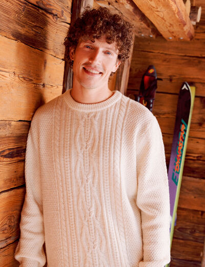 Pull manches longues ecru homme