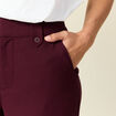 Pantalon large taille haute prune femme