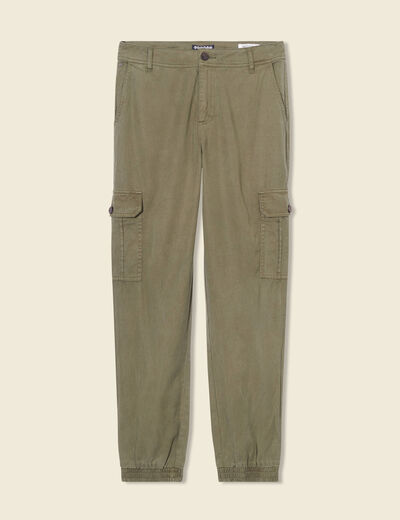 Pantalon battle 7/8&egrave;me taille standard vert kaki femme