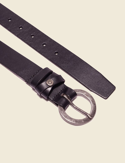 Ceinture en cuir noir femme