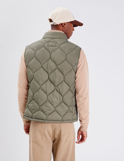 Doudoune droite sans manches vert kaki homme