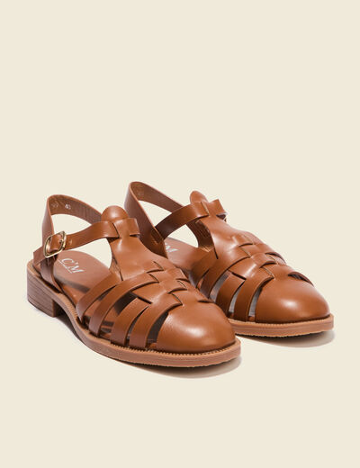 Sandales plates marron femme