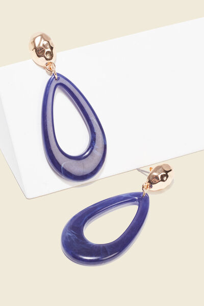 Boucles d'oreilles pendantes bleu marine femme