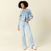 Blouson en jean denim bleach femme