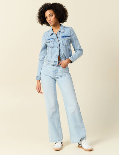 Blouson en jean denim bleach femme