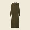 Robe pull longue moulante vert kaki femme