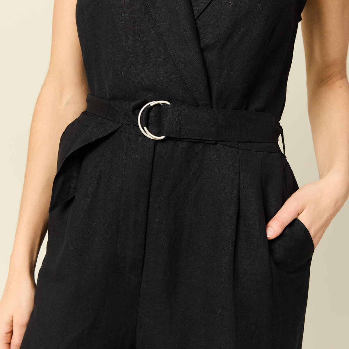 Combinaison salopette sans manches noir femme