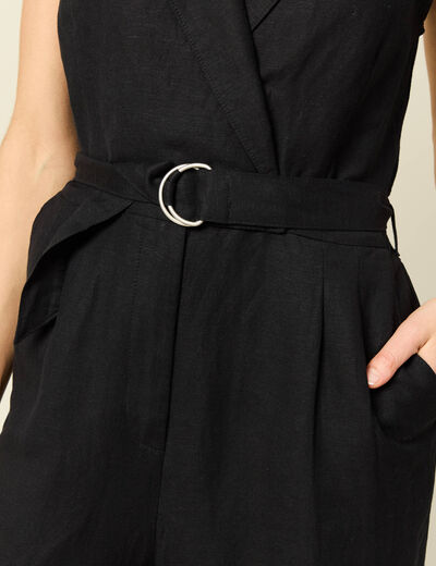 Combinaison salopette sans manches noir femme