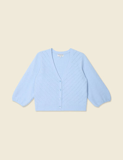 Gilet manches 3/4 bleu gris femme