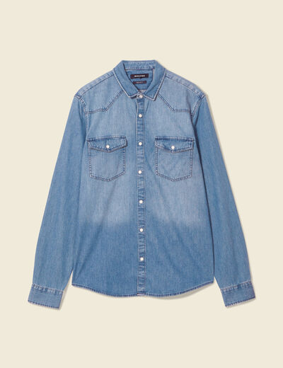 Chemise manches longues denim brut homme