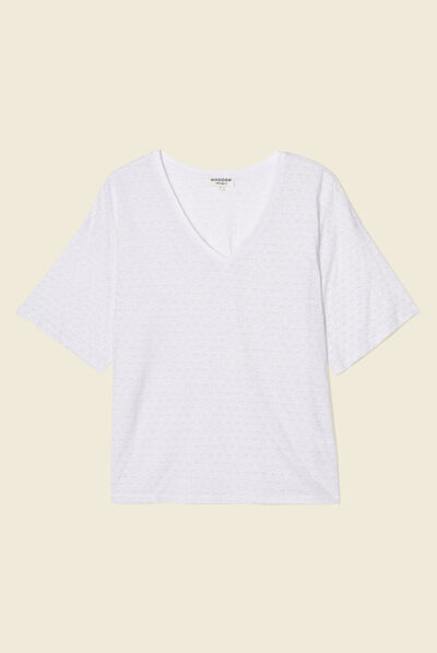 T-shirt manches courtes ecru femme
