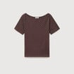 T-shirt ajust&eacute; manches courtes marron femme