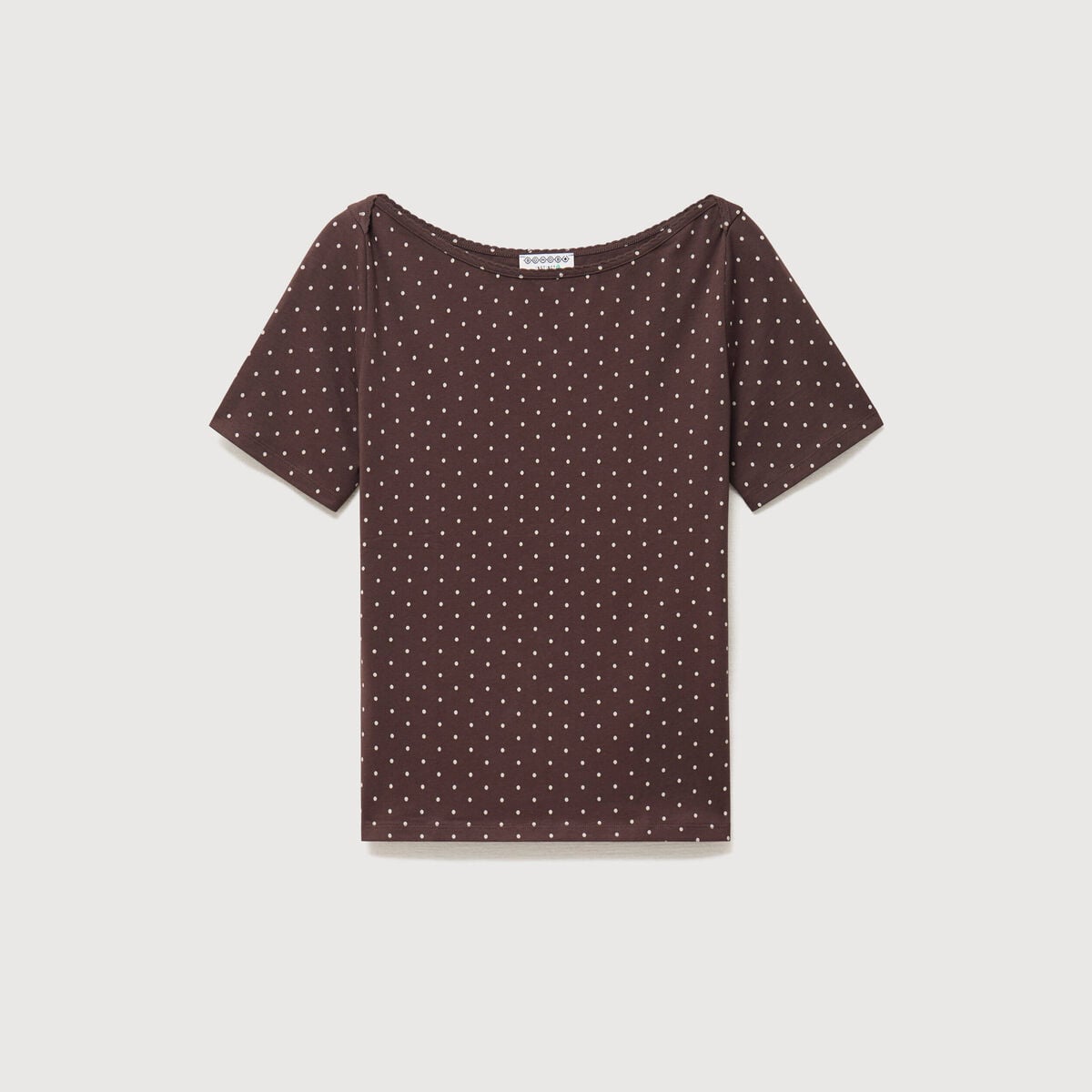 T-shirt ajust&eacute; manches courtes marron femme