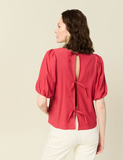T-shirt manches courtes rouge foncé femme