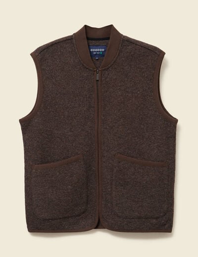 Gilet droit court sans manches marron fonc&eacute; homme