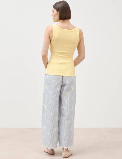 D&eacute;bardeur sans manches jaune pastel femme