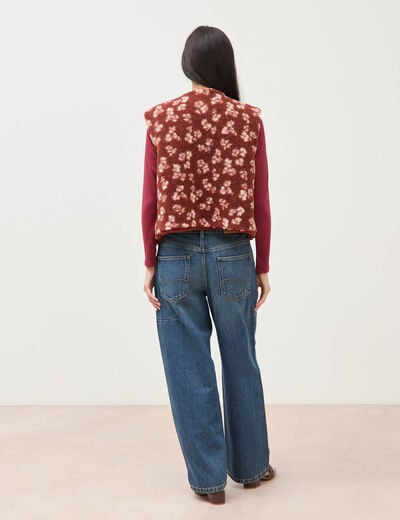 Gilet sans manches r&eacute;versible rouge fonc&eacute; femme