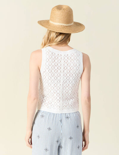 Débardeur en crochet ecru femme