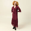 Robe manches 3/4 doubl&eacute;e bordeaux femme