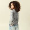 Chemise droite courte manches longues gris fonc&eacute; femme