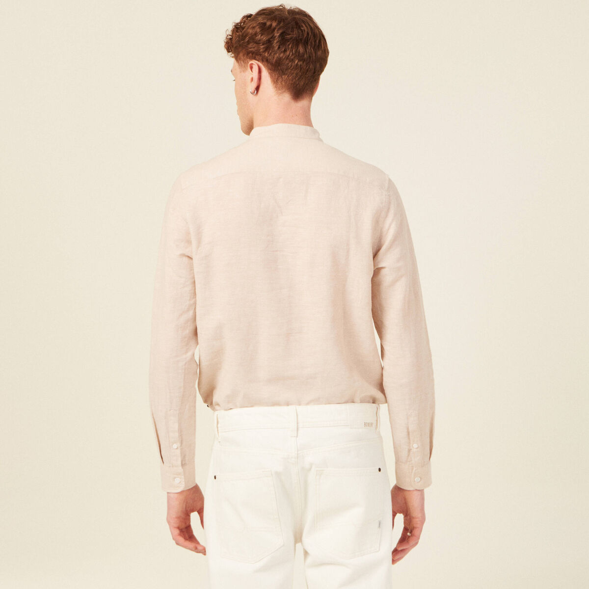 Chemise manches longues beige homme