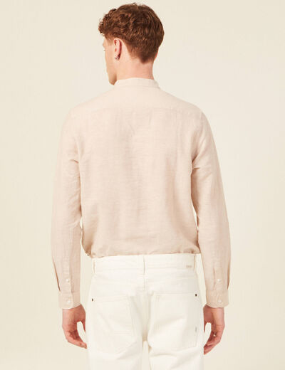 Chemise manches longues beige homme