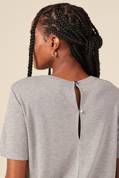 T-shirt manches courtes gris argent femme
