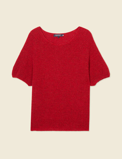 Pull manches courtes rose framboise femme