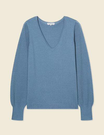 Pull manches longues bleu clair femme