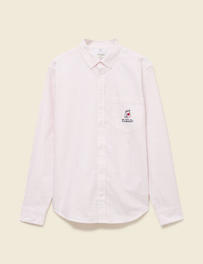 Chemise droite en coton rose poudr&eacute;e homme