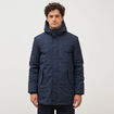 Parka longue droite &agrave; capuche bleu marine homme