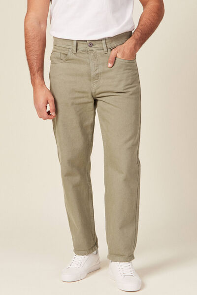 Jeans relaxed 5 poches vert kaki homme