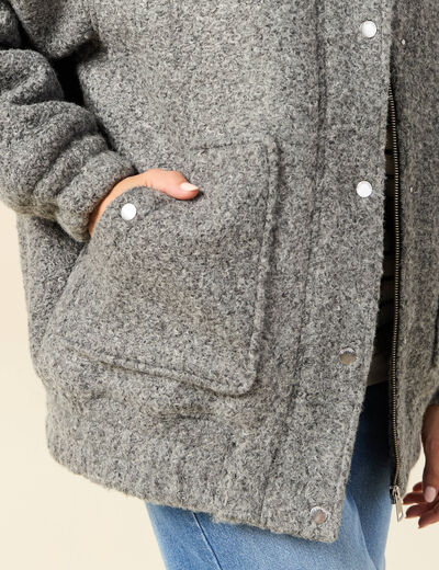 Manteau oversize bouclette gris femme