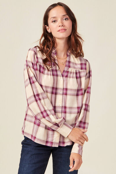 Chemise manches longues violet femme